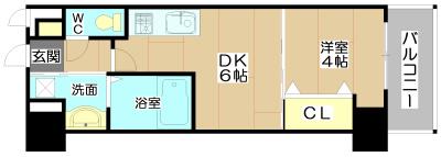 プレステージIV芥川(1DK/3階)の間取り写真