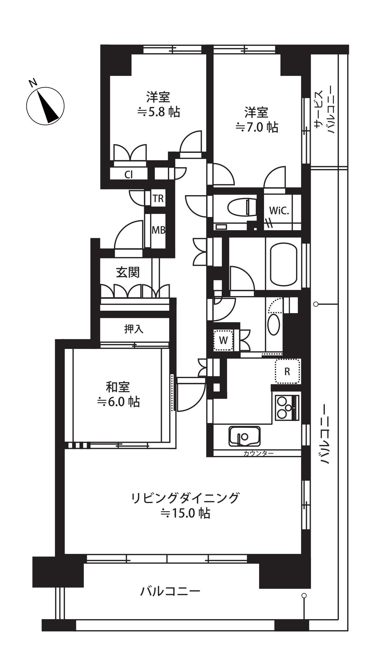 深沢ハウスC棟(3LDK/4階)の間取り写真