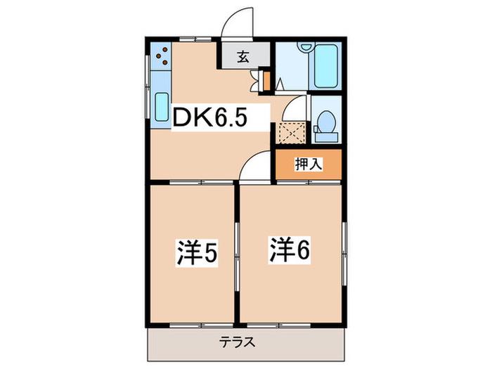 ジュネス峰A(2DK/2階)の間取り写真