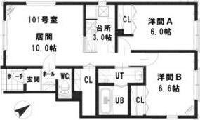 ルミエール 豊平1-1(2LDK/1階)の間取り写真
