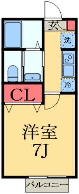 パステールグラン土気(1K/2階)の間取り写真