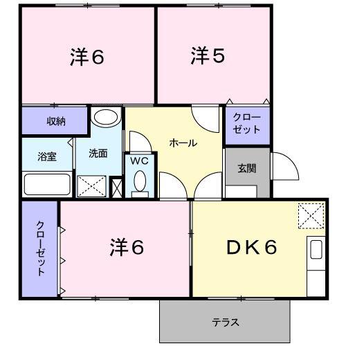 エルハイツ大岡(3DK/1階)の間取り写真