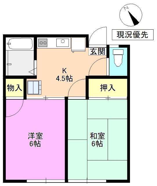 ロイヤルハイツ蒼久保C棟(2K/2階)の間取り写真