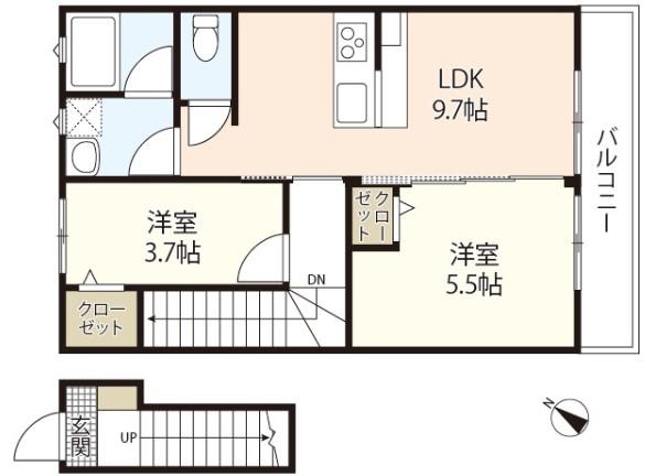 CIELO GRANTS(2LDK/2階)の間取り写真