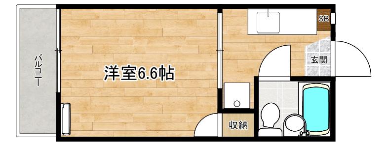 ヒルサイドテラス(1K/2階)の間取り写真