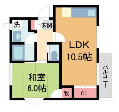 売布ヶ丘スカイハイツ(1LDK/2階)の間取り写真