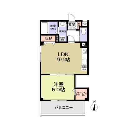 ベルフルール(1LDK/2階)の間取り写真