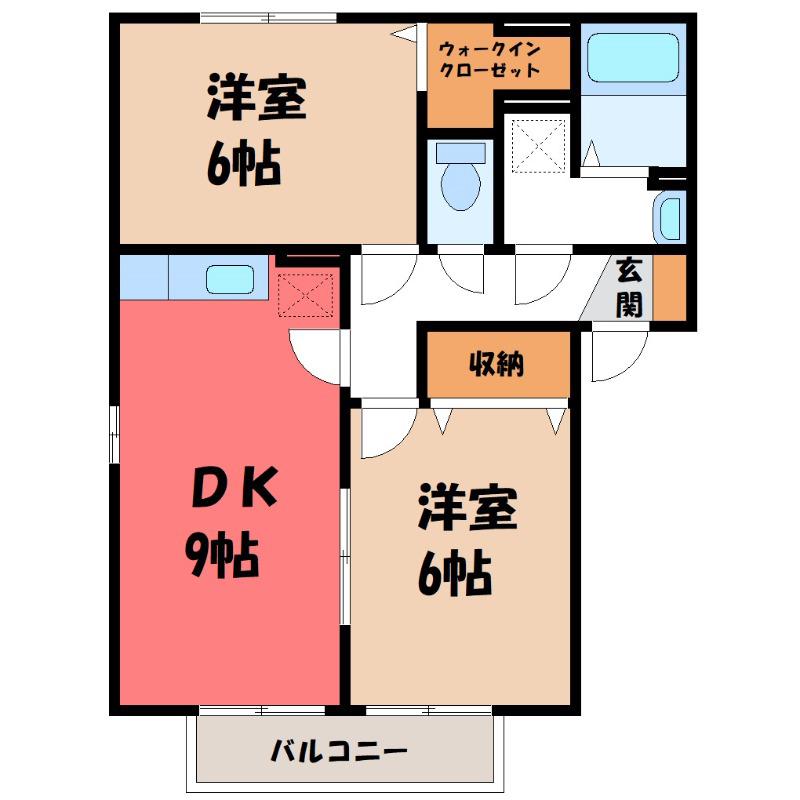 ポルトス元町 C(2DK/2階)の間取り写真