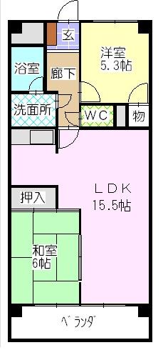 アクシス呼続(2LDK/4階)の間取り写真