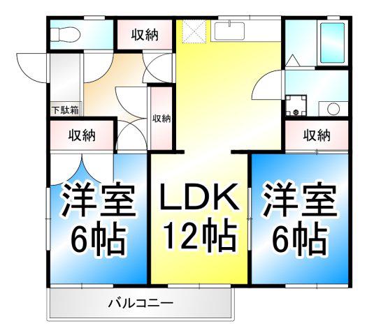 サンクレスト(2LDK/2階)の間取り写真
