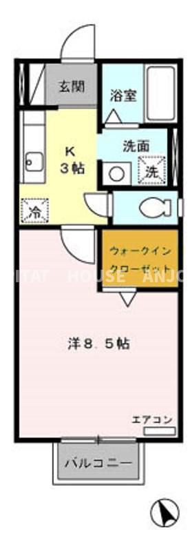 サンフラワー(1K/2階)の間取り写真
