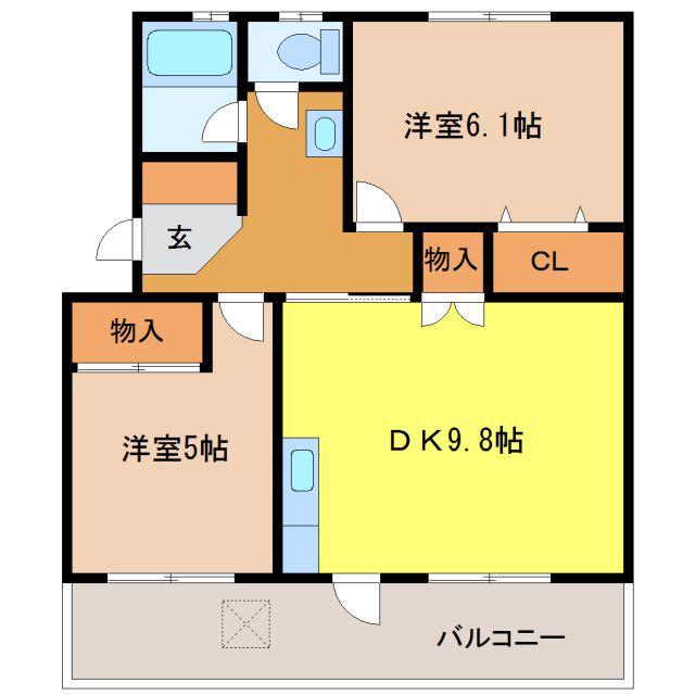 第一 三晃マンション(2LDK/1階)の間取り写真