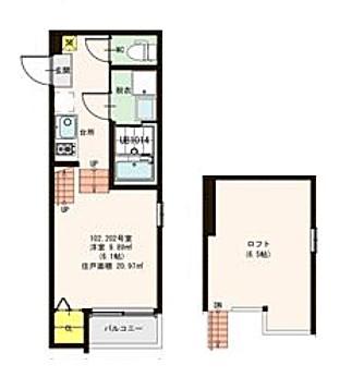 LOFT11名駅西(1SK/2階)の間取り写真