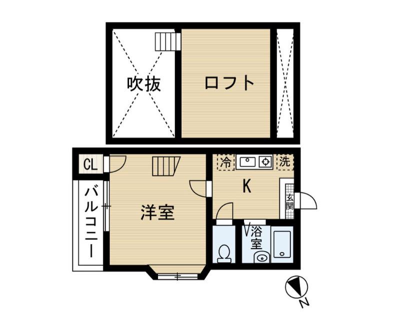 MYU浄心(1K/2階)の間取り写真