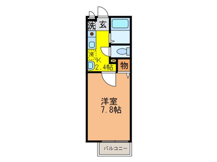 リバーハイツII(1K/2階)の間取り写真