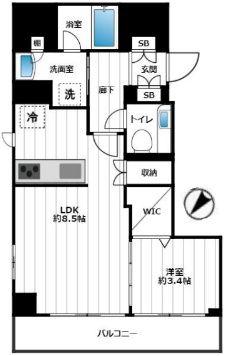 ジェイワザック押上エクセレント(1LDK/7階)の間取り写真