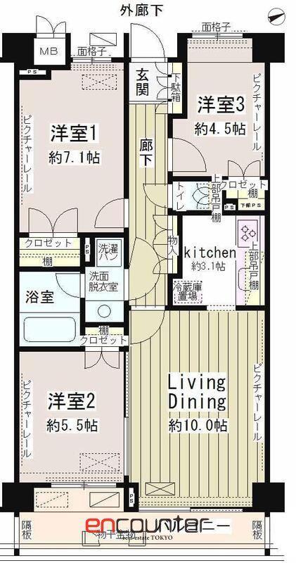 PARKRESIDENCE戸越公園(3LDK/3階)の間取り写真
