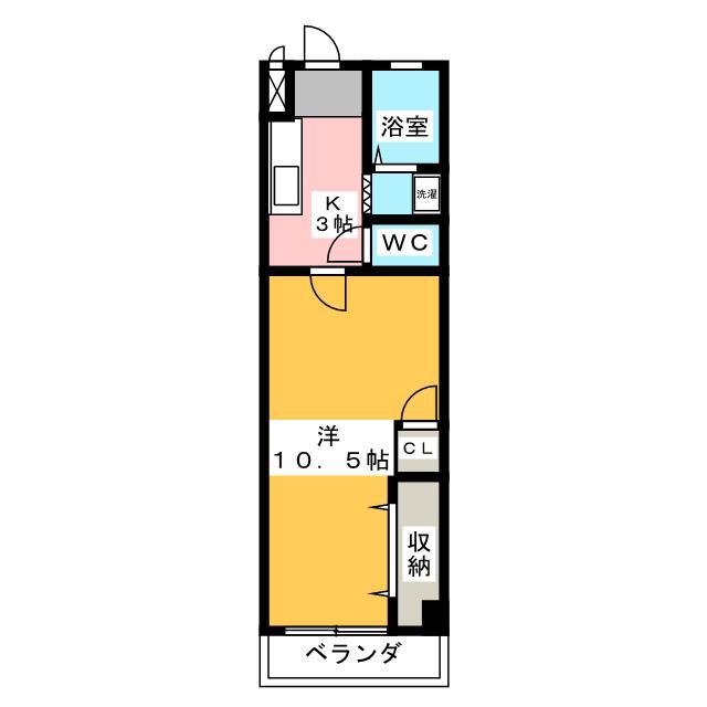 シャトレ糸貫(1K/2階)の間取り写真