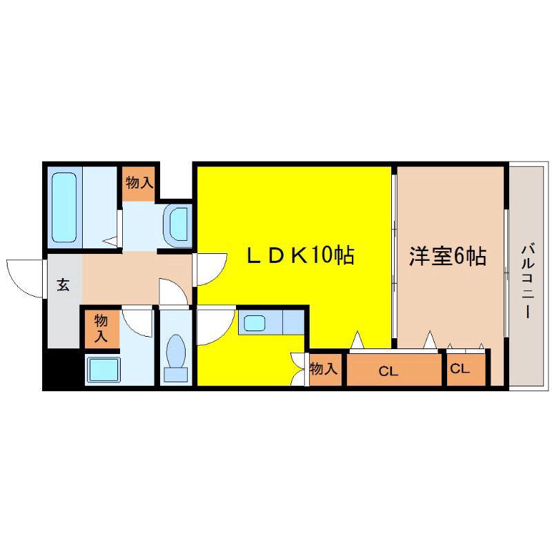 プリンスコート新高(1LDK/5階)の間取り写真