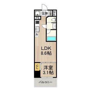 セノアタワー泉(1LDK/8階)の間取り写真