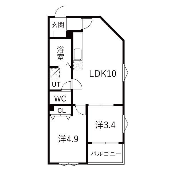 DEVELD中郷II(2LDK/2階)の間取り写真