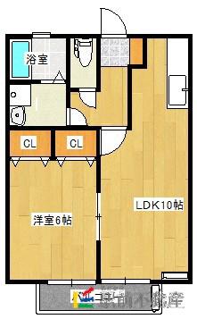 セゾン観山(1LDK/1階)の間取り写真