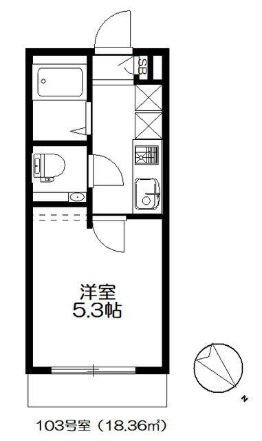 M`Sフラット(1K/1階)の間取り写真