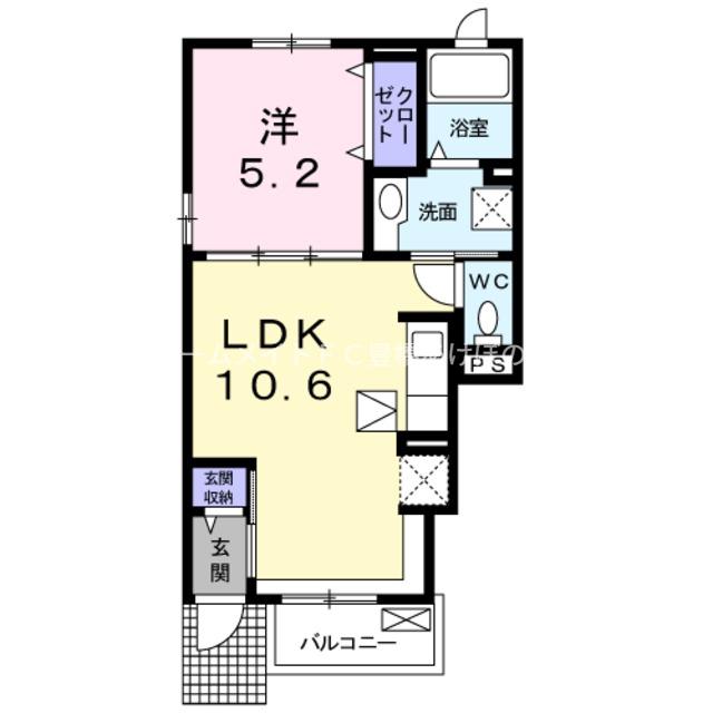 ハイムコンフォート下地(1LDK/1階)の間取り写真