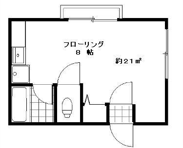 SKハイム(ワンルーム/2階)の間取り写真