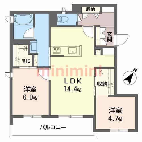 CANADEL(2LDK/2階)の間取り写真