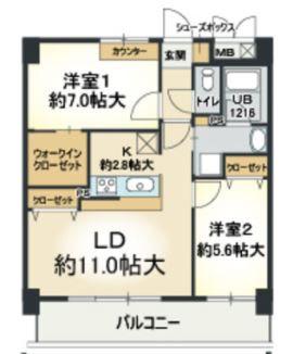 プロスペリテ・ベル(2LDK/2階)の間取り写真