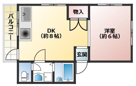 マンションシナーラ(1DK/2階)の間取り写真