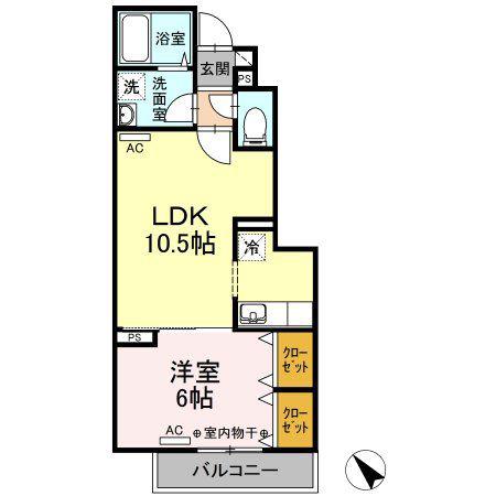グリーンコート(1LDK/1階)の間取り写真