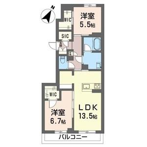 KIRA湘南(2LDK/3階)の間取り写真