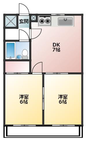ウエストウィング(1LDK/1階)の間取り写真