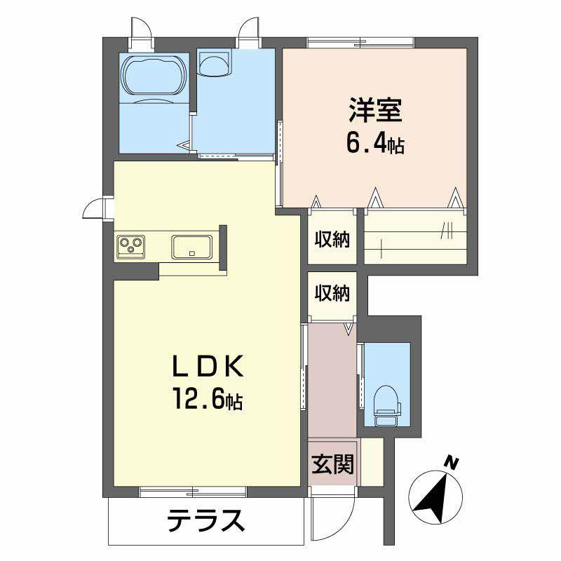 シャーメゾンアンソレイュ(1LDK/1階)の間取り写真