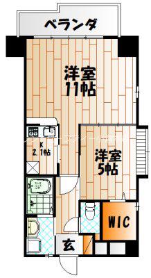 クレスト南小倉(1LDK/8階)の間取り写真