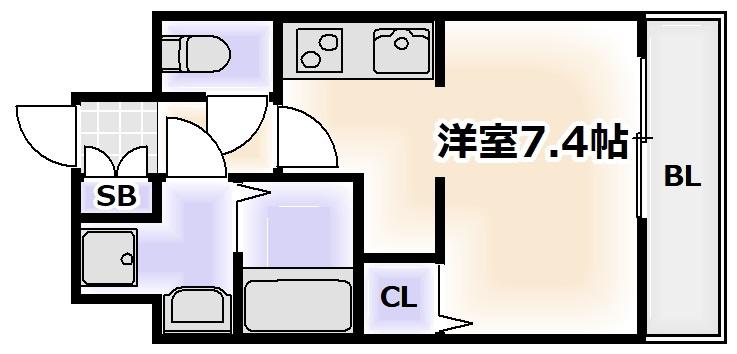 CREATOCROWN天王寺(ワンルーム/9階)の間取り写真