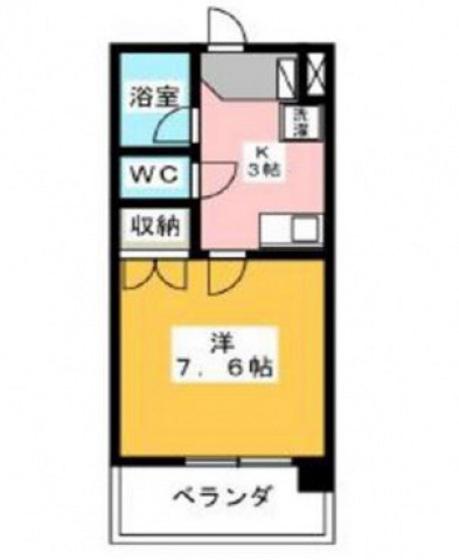 アルカディア矢賀(1K/2階)の間取り写真