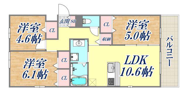 メゾン ド ラピスラジュリ(3LDK/2階)の間取り写真