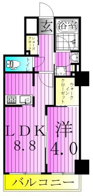 SOLAST SQUARE綾瀬(1LDK/6階)の間取り写真