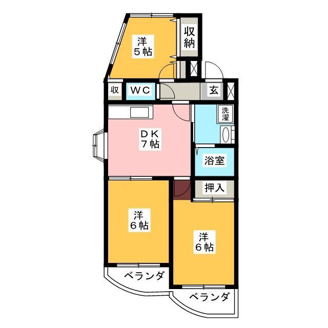 サンキャッスルII(3DK/3階)の間取り写真