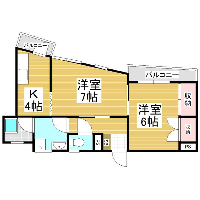 上條ビル(2K/3階)の間取り写真