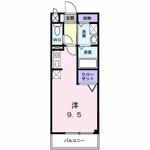 マーメイド(ワンルーム/2階)の間取り写真