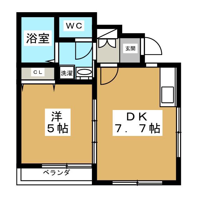 ソレイユ-1(1DK/1階)の間取り写真