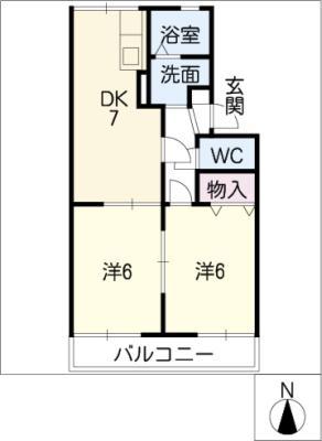 エクセル梅ヶ丘(2DK/1階)の間取り写真