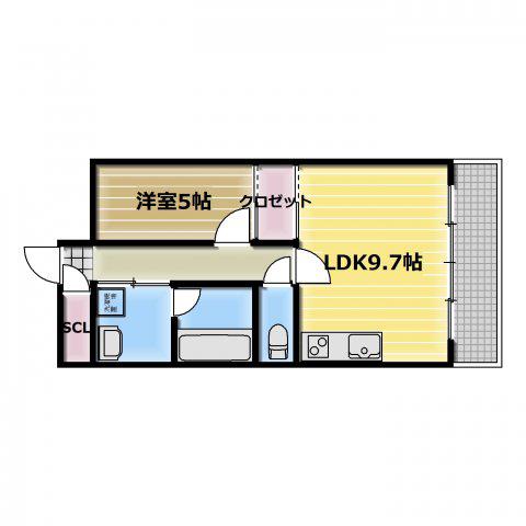 グリーンコート東小路(1LDK/2階)の間取り写真