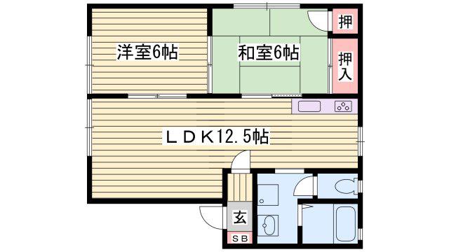 フレグランスCANADA B棟(2LDK/2階)の間取り写真