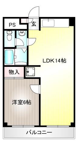田辺ビル(1LDK/2階)の間取り写真