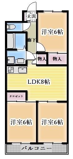 宮崎ビル(3LDK/3階)の間取り写真